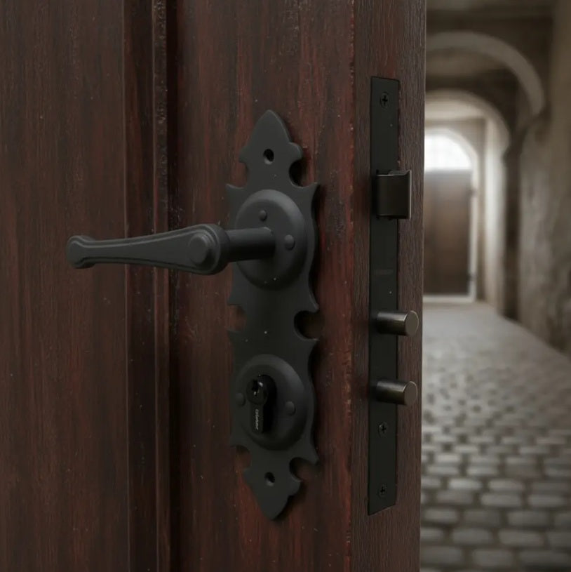 Cerradura Chapa Colonial Embutir Con Placa Manilla Oister Acceso