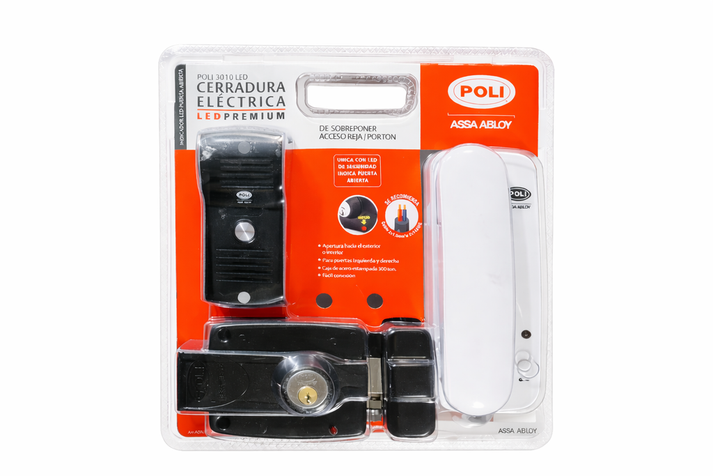 Kit Cerradura Eléctrica Poli 3010 Led Premium con Citófono y Transformador - Pack de Seguridad para Portones y Rejas - Proyecto Madera Chile