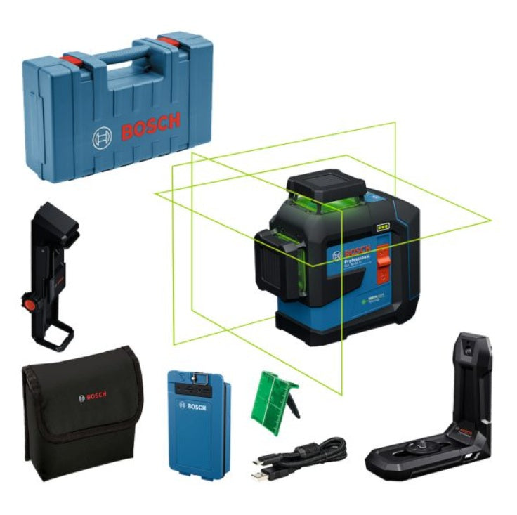 Nivel Láser 360° Verde Bosch GLL 80‑33 G LI Autonivelante con Batería + Alcance 80m | Profesional para Construcción