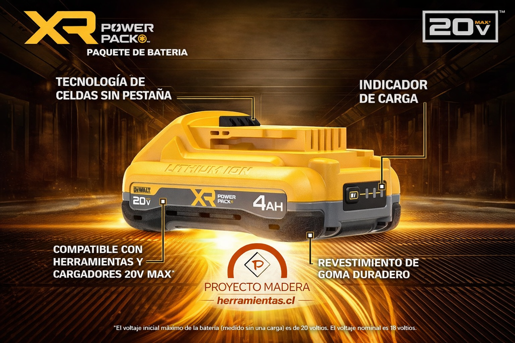 Batería DeWalt 20V 4.0Ah XR Powerpack DCB2104 | Mayor Autonomía y Potencia Profesional