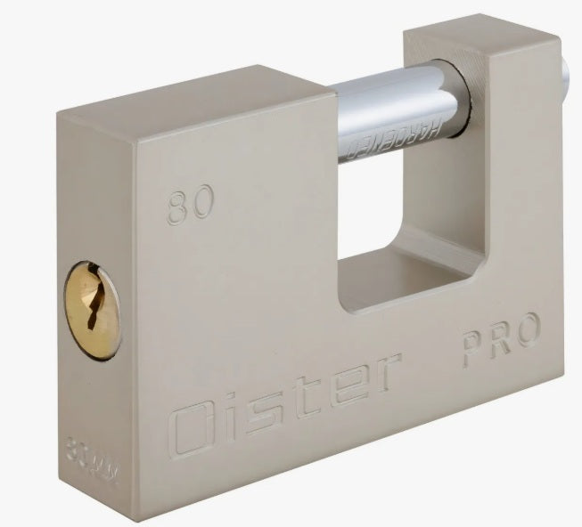 Candado Oister Cortina Pro 80mm Fierro Llave Gris Exterior | Seguridad Anticorte