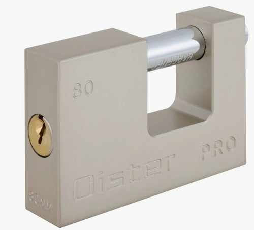 Candado Oister Cortina Pro 80mm Fierro Llave Gris Exterior | Seguridad Anticorte