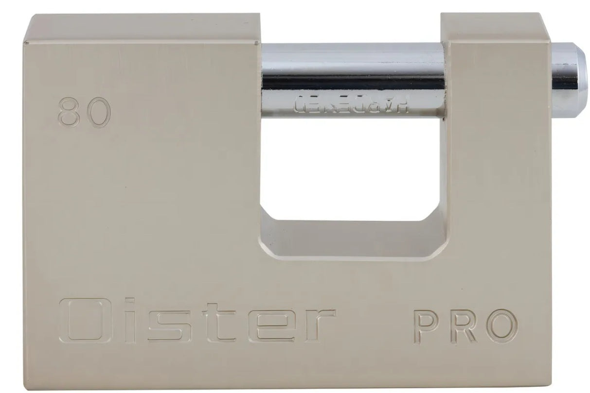 Candado Oister Cortina Pro 80mm Fierro Llave Gris Exterior | Seguridad Anticorte