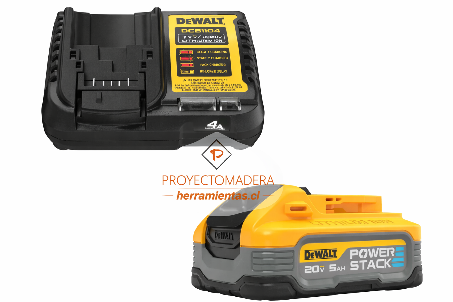 Cargador Carga Rápida Dcb1104 + Batería Power Stack 5 Ah 20v Dewalt