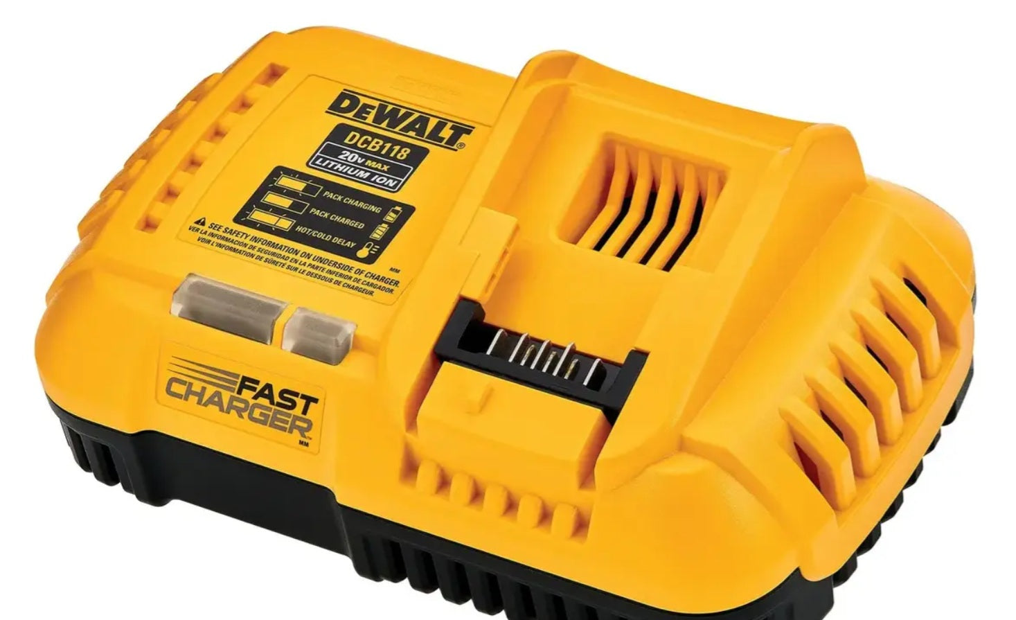 Cargador rapido DeWalt DCB118 para baterias de litio 20V MAX y FlexVolt 60V vista superior