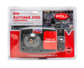 "Cerradura de sobreponer Poli Automa 3100 de color gris en vista frontal, con diseño exclusivo, cerrojo blindado e incluye su caja de instalación para rejas y puertas correderas o abatibles."