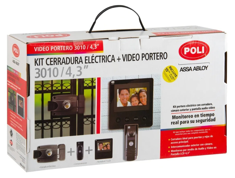 Chapa Eléctrica Poli 3010 + Video Portero con Cámara | Kit Completo Seguridad Hogar