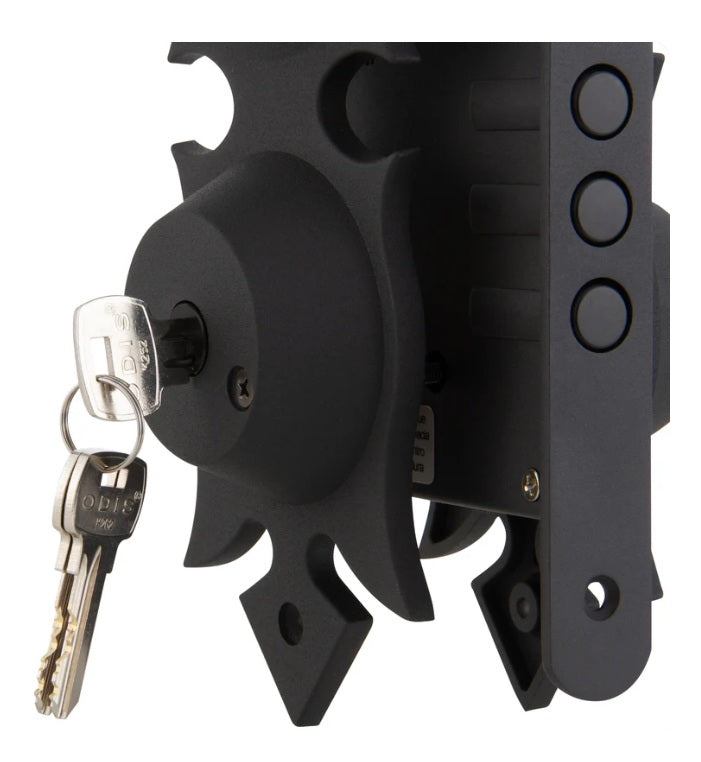 Cerradura Odis 216 Colonial Negra – Seguridad Total + Manilla Reversible | Ideal Puertas Acceso
