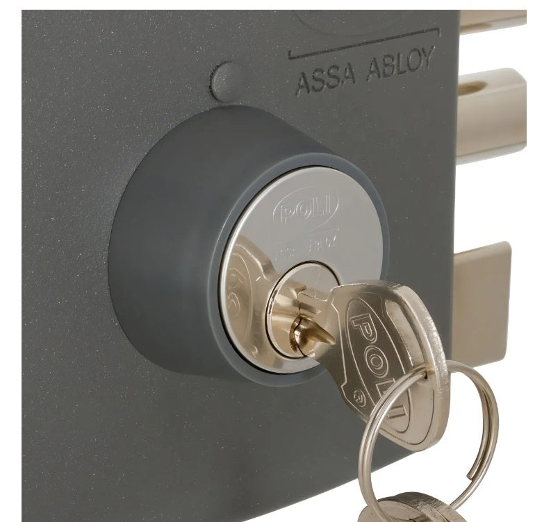 Cerradura Chapa Sobreponer Poli, 2 Pitones Acceso principal y Reja