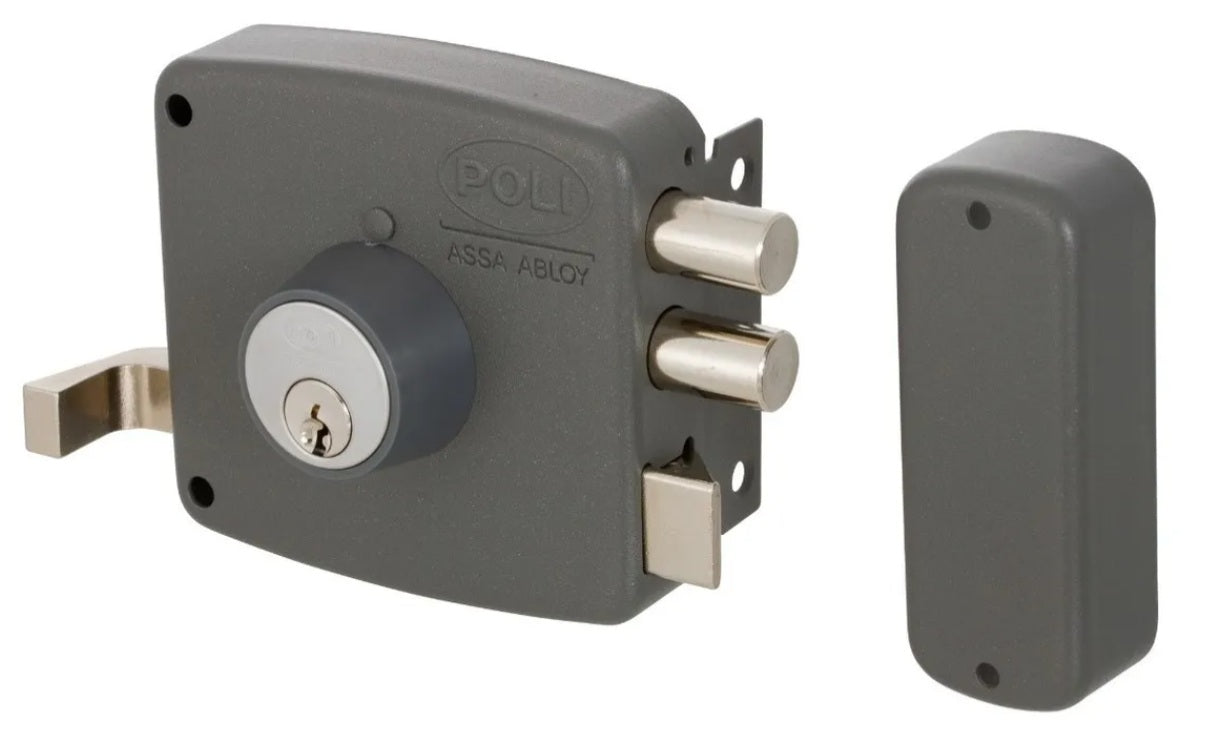 Cerradura Chapa Sobreponer Poli, 2 Pitones Acceso principal y Reja