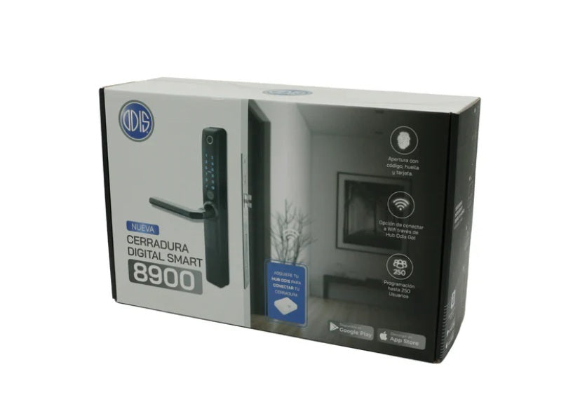 Empaque oficial de la Cerradura Digital Smart ODIS 8900 mas Hub Wifi