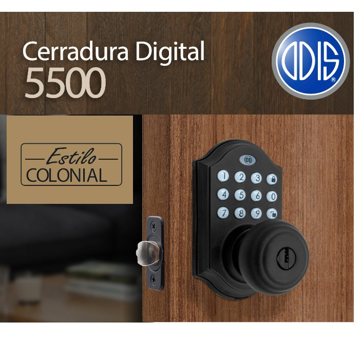 Cerradura digital Odis 5500 con teclado iluminado para puerta principal - Proyecto Madera