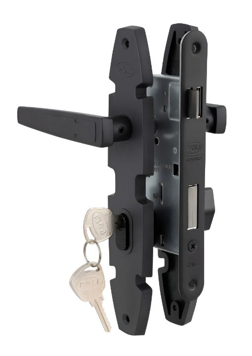 Cerradura Embutida Nórdica Oval B40 Poli Oficina/dormitorio Negro