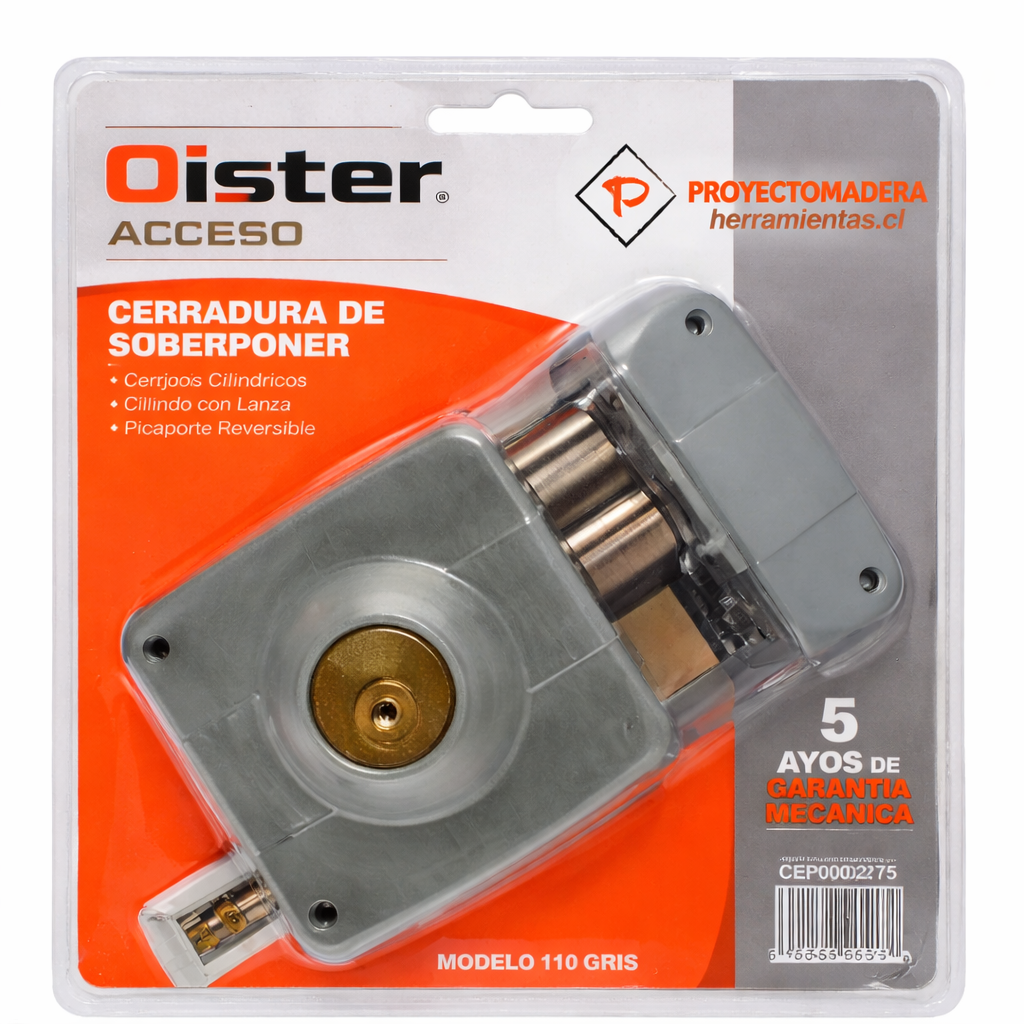 Chapa Cerradura Sobreponer Oister 110 | Para Puerta De Madera y Reja