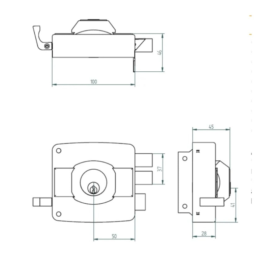 Chapa Cerradura Sobreponer Oister 110 | Para Puerta De Madera y Reja