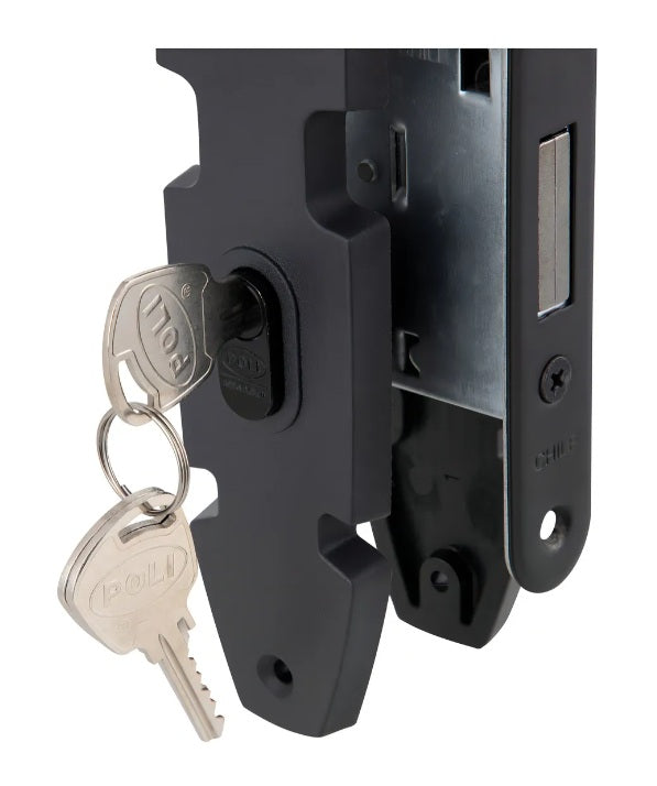 Cerradura Embutida Nórdica Oval B40 Poli Oficina/dormitorio Negro