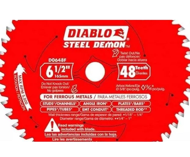 Disco Diablo Para Metales 6 1/2 48 Dientes Steel Demon Rojo