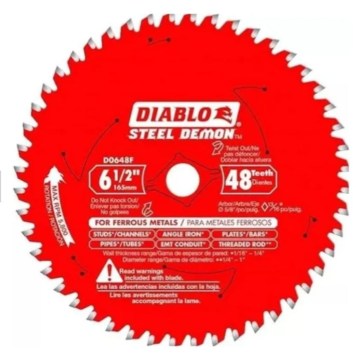 Disco Diablo Para Metales 6 1/2 48 Dientes Steel Demon Rojo