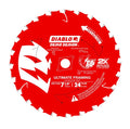 Disco de sierra circular rojo Diablo Demo Demon D0724DA 7-1/4 pulgadas 24 dientes vista frontal.