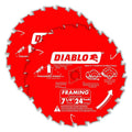 Pack de dos discos de sierra circular Diablo de 7 1/4 pulgadas y 24 dientes para enmarcado y construcción en madera.