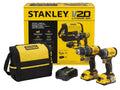 Set Stanley V20 Brushless SBDI462D2S-B2 presentado con su caja, bolso reforzado y cargador; el kit de mayor torque para trabajos exigentes en construcción - Proyecto Madera Chile.