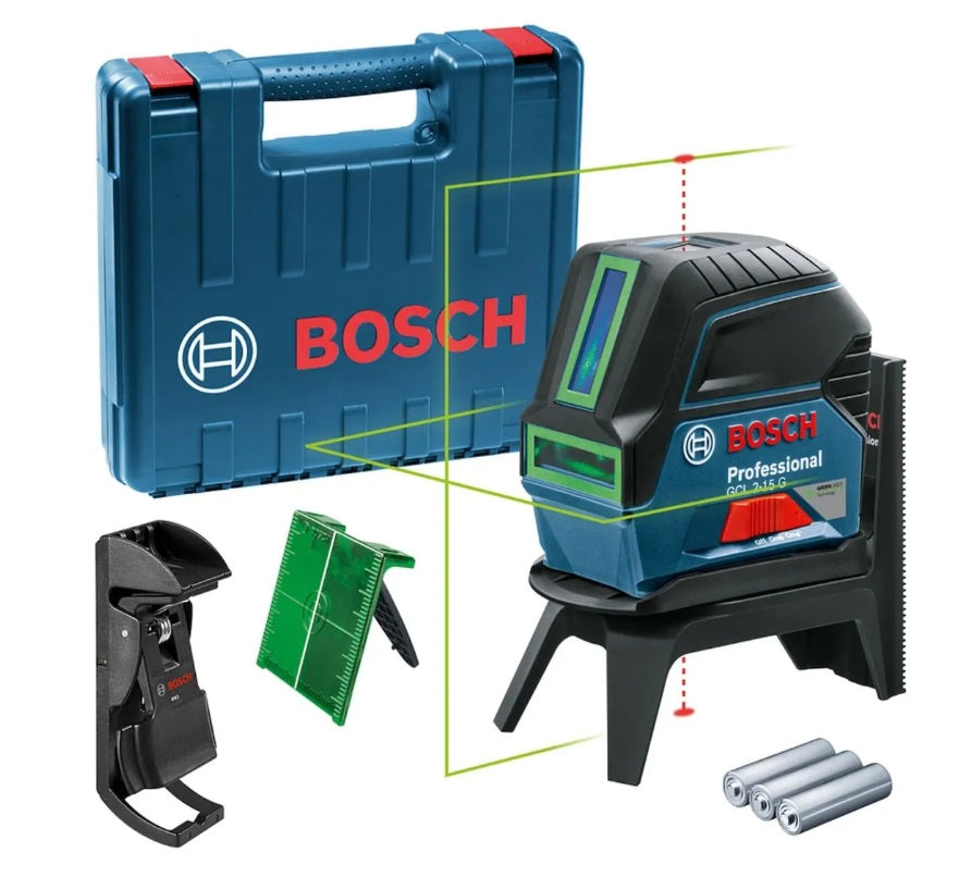 Nivel Láser Verde Bosch GCL 2-15 G Professional con Soporte RM 1, Maletín y Accesorios