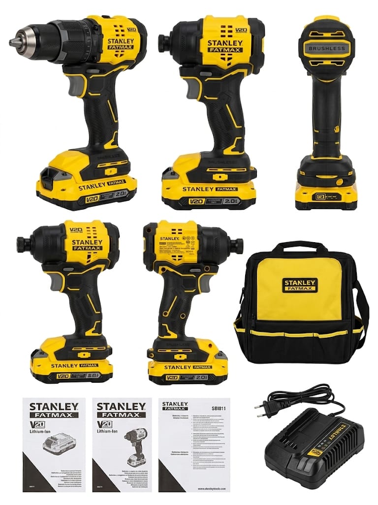 Combo Stanley V20 Brushless: Atornillador 230Nm + Taladro 65Nm SBDI462D2S-B2 | Original