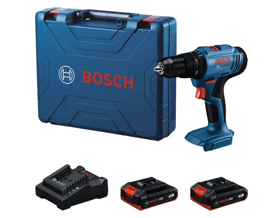 Kit taladro percutor Bosch GSB 183-LI 18V con 2 baterias cargador y maletin de transporte Proyecto Madera