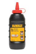 Envase de tiza roja para tizador DeWalt DWHT47048 de 226g 8oz con tapa dosificadora sobre fondo blanco